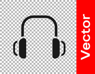 Black Winter headphones icon isolated on transparent background. Earmuffs sign. Vector.