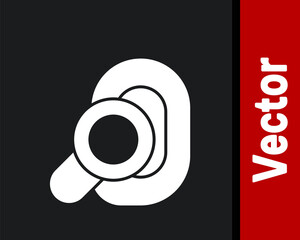 White Hearing aid icon isolated on black background. Hearing and ear. Vector.