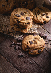 Chocolate Chip Cookie on a Wooden Table