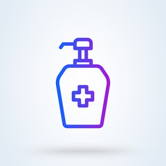 sanitizer liquid soap sign line icon or logo. Virus protection concept. antibacterial soap vector linear illustration.