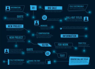 Callout boxes. Abstract text digital frames. Futuristic technology hud ui ux elements vector collection. Illustration digital data frame, hologram futuristic interface