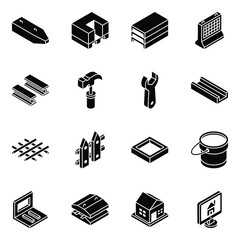 
Construction Glyph Isometric Icons Pack
