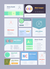 Forms for email signature. Business card for email authors emailer designs web ui garish vector template. Email signature, mail business profile illustration
