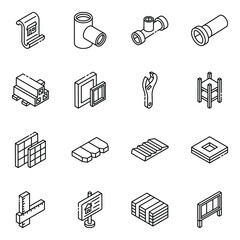 Fototapeta premium Pack of Construction and Real Estate Glyph Isometric Icons 