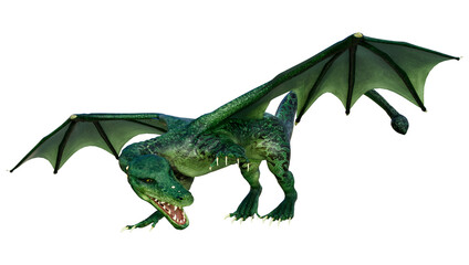 3D Rendering Fairy Tale Dragon on White