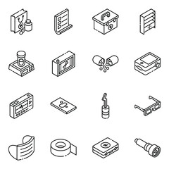
Pack of Medical and Healthcare Glyph Isometric Icons
