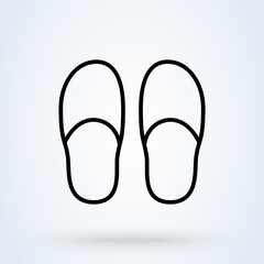 slippers sign line icon or logo. slipper home concept. Bedroom slippers linear illustration.