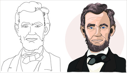 Hand drawn vector portrait. Abraham Abe Lincoln