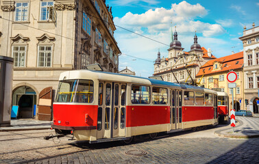 Fototapeta na wymiar Tram in Prague