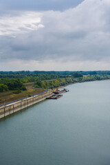 Fototapeta na wymiar Dock in Gabcikovo-Nagymaros dams in Danube river