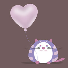 cat with a balloon Valentine's day February 14