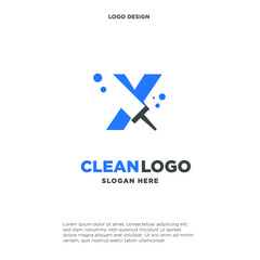 Letter X with windows cleaning logo