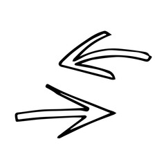 A set of two different arrows. Doodle illustration of the direction sign can be used for decoration in business, Finance