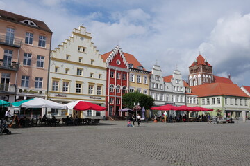 Marktplatz in Greifswald an der Ostsee in Mecklenburg-Vorpommern