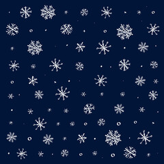 Snowflakes Patterns. Christmas Winter Theme Project. Isolated on blue background. Vector Templates
