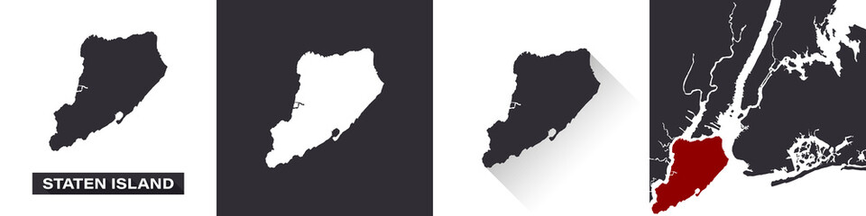 Map of Staten Island. Boroughs of New York City. United States of America. State maps. Trendy design. Vector illustration