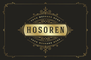 Vintage logo template elegant flourishes ornaments vector illustration