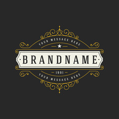 Vintage logo template elegant flourishes ornaments vector illustration