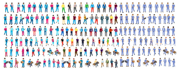 Isometric people boss, professional, manager, worker, student, teenager