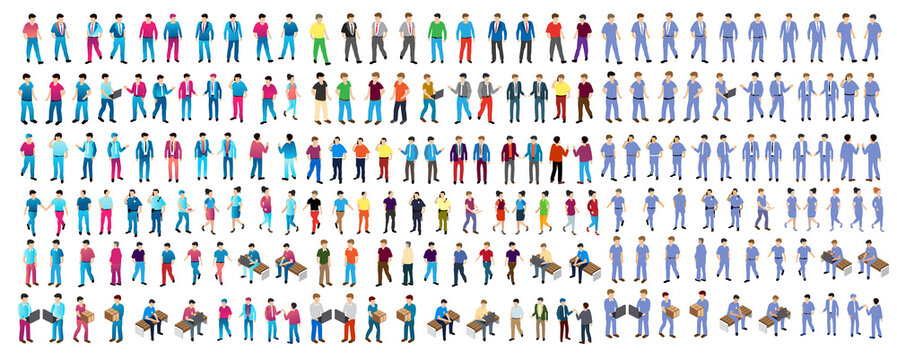 Isometric People Boss, Professional, Manager, Worker, Student, Teenager