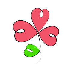 A flower made from a continuous line of hearts. Love icon for Valentine's day decoration.