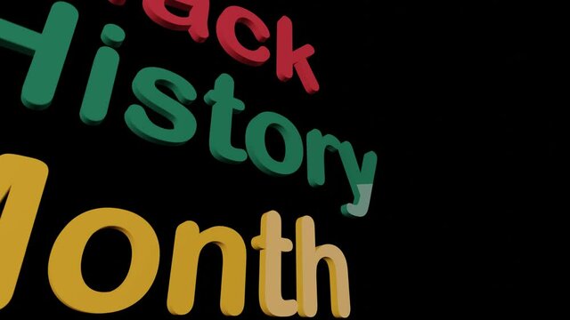Black History Month Text on Isolated Black Background
