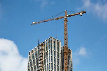 Modern office building block under construction