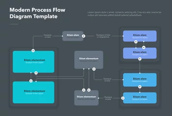 Foto op Plexiglas Modern process flow diagram template - dark version. Flat infographic, easy to use for your website or presentation. © tomasknopp