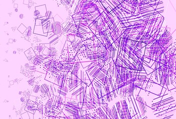 Light Purple vector template with crystals, circles, squares.