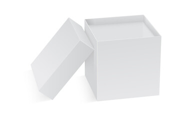 White open box with lid. Vector 3d illustration