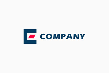 Abstract Initial Letter C and E Linked Logo. Blue and Red Geometric Square Shape isolated on White Background. Usable for Business and Branding Logos. Flat Vector Logo Design Template Element.