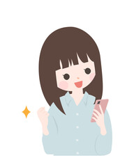 スマートフォンを操作する若い女性　上半身