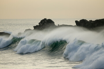 Breaking wave with spray