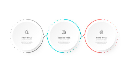 Vector infographic template design with marketing icons. Business concept with 3 options or steps. Can be used for workflow layout, info chart, info graph.