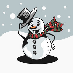 Snowman character design Christmas theme vector