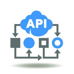API with cloud scheme chart icon vector. Application Programming Interface Development Software Symbol.