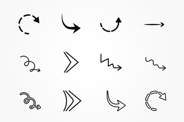 Obraz premium Arrow icon set using lines