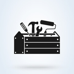 Tool box, contractor icon. Toolbox, toolkit, instrument Vector illustration app