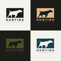 set of hunting dog silhouette style logo vector design template