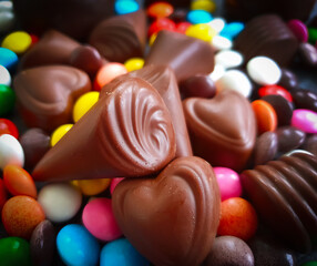 chocolate candies on concrete background