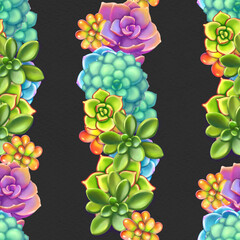 Seamless pattern with succulents. Beautiful floral print.