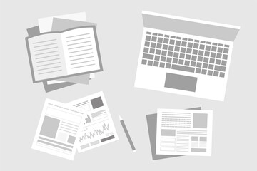 デスク リモートワーク PC モバイル 書類 勉強 オフィス ベクター AI 素材 デザイン