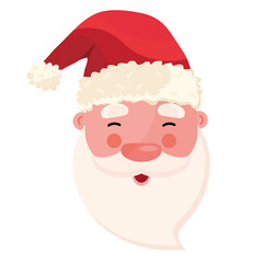 happy merry christmas santa claus head character vector illustration design