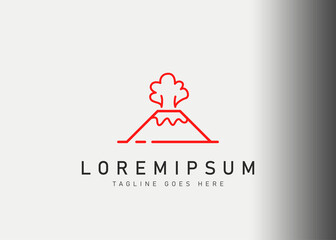 Volcano eruption logo design. Vector illustration of the mountain exploded. Modern logo design with line art icon style.