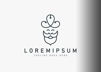 Tech guru logo design. Vector illustration of guru with turban. Modern logo design with line art icon style.