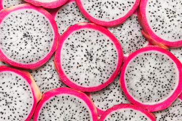 Sweet tasty dragon fruit or pitaya slices.