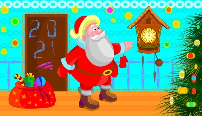 Santa Claus. Illustration on a New Year theme, background. Christmas.
