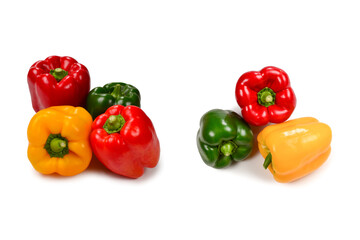 Group of bell peppers isolated on white background.