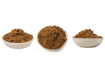 Mix spices in a bowl isolated on white.
