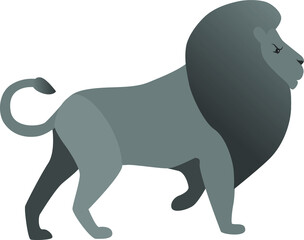  Wild feline animal of the cat family. The male lion stands on three legs, raising the fourth. © Ольга Мороз